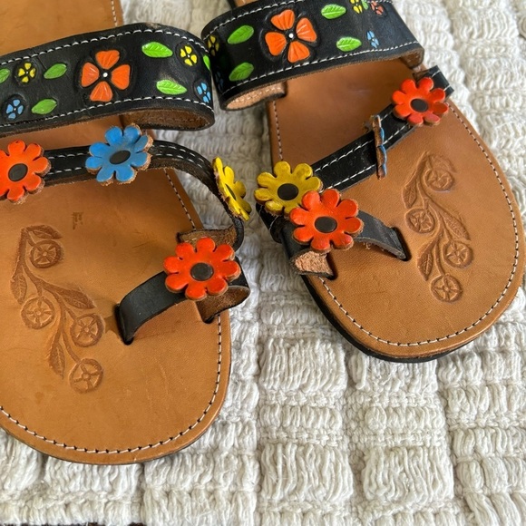 Mexican floral huaraches Sandals Size 10 - Picture 2 of 10